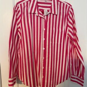 Maurices Pink and White Striped Button Down Shirt